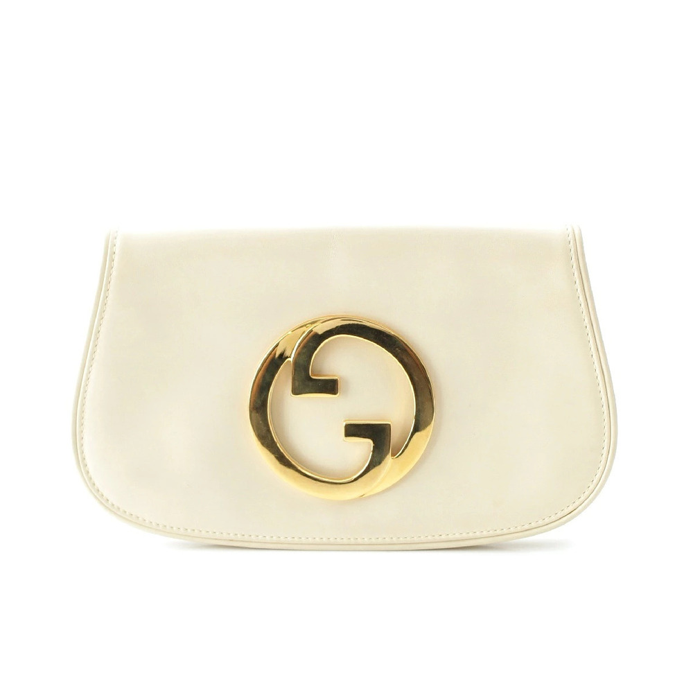 Gucci Blondie Clutch Shoulder Bag G Motif Ivory White
